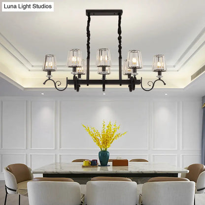 Lámpara colgante DecorBites™ Retro de cristal negro para comedor - Lámpara de techo cónica tipo isla