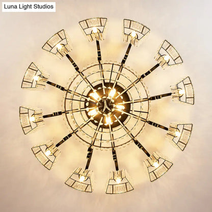 DecorBites™ DecorBites™ Retro Black Crystal Semi Flush Chandelier for Tiered Living Room Ceiling