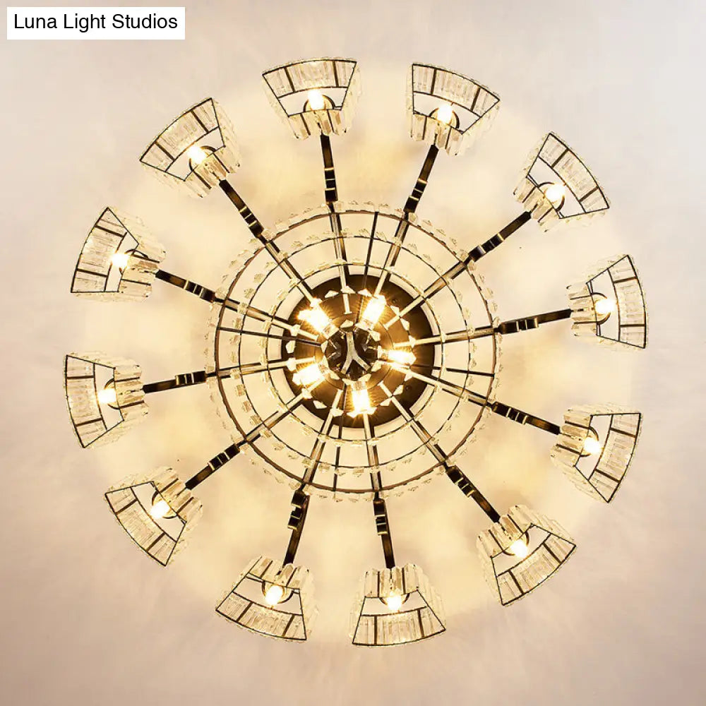 DecorBites™ DecorBites™ Retro Black Crystal Semi Flush Chandelier for Tiered Living Room Ceiling