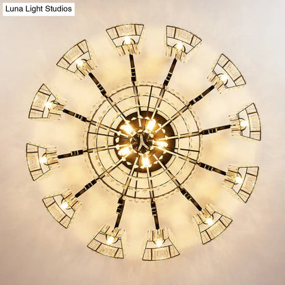 DecorBites™ DecorBites™ Retro Black Crystal Semi Flush Chandelier for Tiered Living Room Ceiling