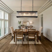 Retro black decorbites crystal rectangle chandelier with cascading clear glass prisms hanging from chains for dining room
