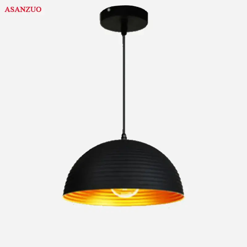 Retro black and gold semicircle pendant light with ribbed design ideal for dining room decorbites black pot cover