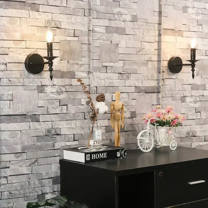 Retro black iron art wall lamp featuring a candle-style bulb wall sconce ideal for decorbites iron art wall decor