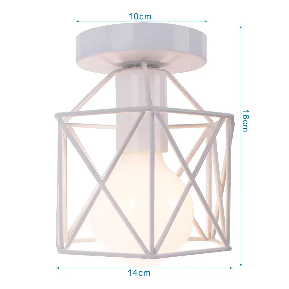 White geometric metal cage pendant light with frosted bulb inside iron frame perfect for kitchen decorbites iron frame