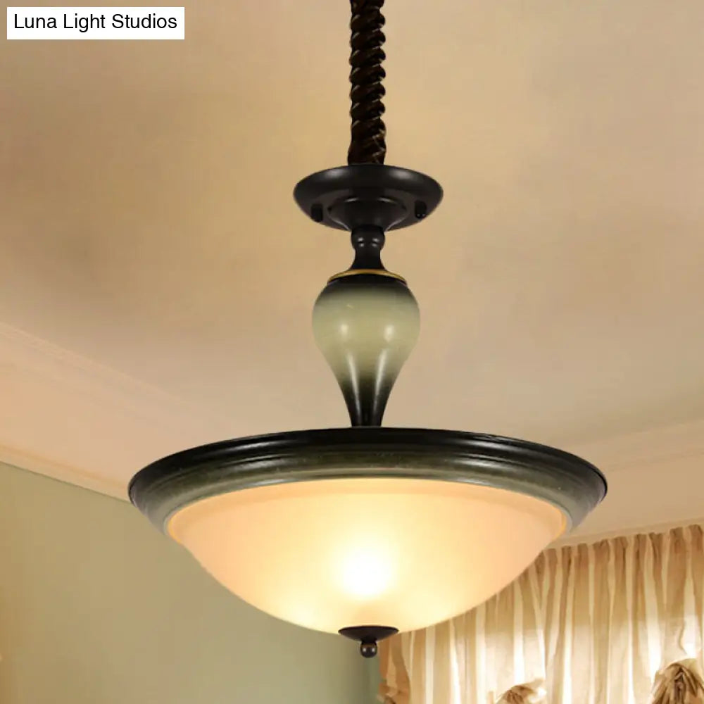 DecorBites™ Lámpara de techo semiempotrada retro con cristal esmerilado - Negra, 3 bombillas