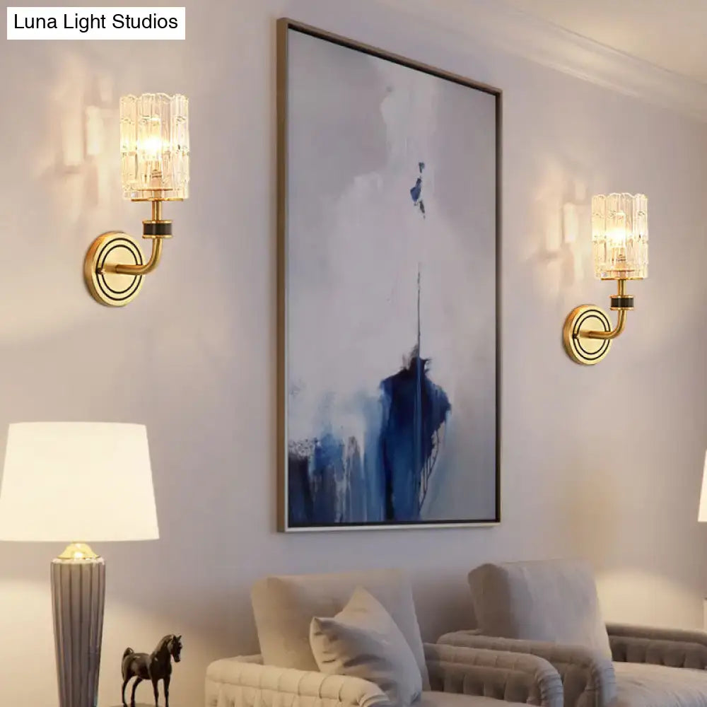 Gold-finished wall light with faceted black crystal shades retro brass design e12 e14 bulb base for living room use