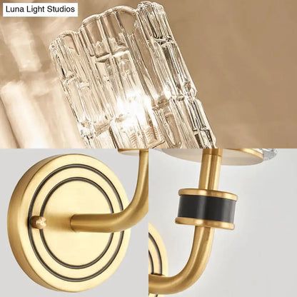 Retro brass and black crystal wall light with clear faceted glass lampshade and e12 e14 bulb base