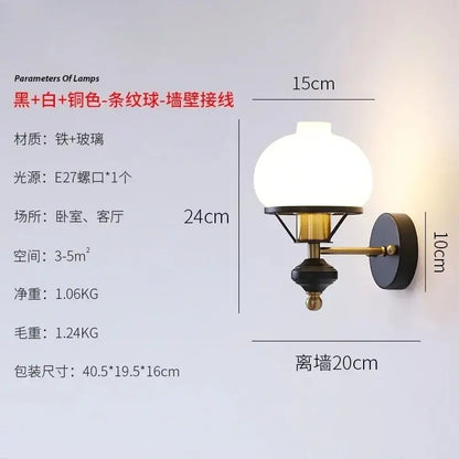 Black and brass finished retro french wall lamp with frosted glass globe for bedroom decorbites french wall lamp