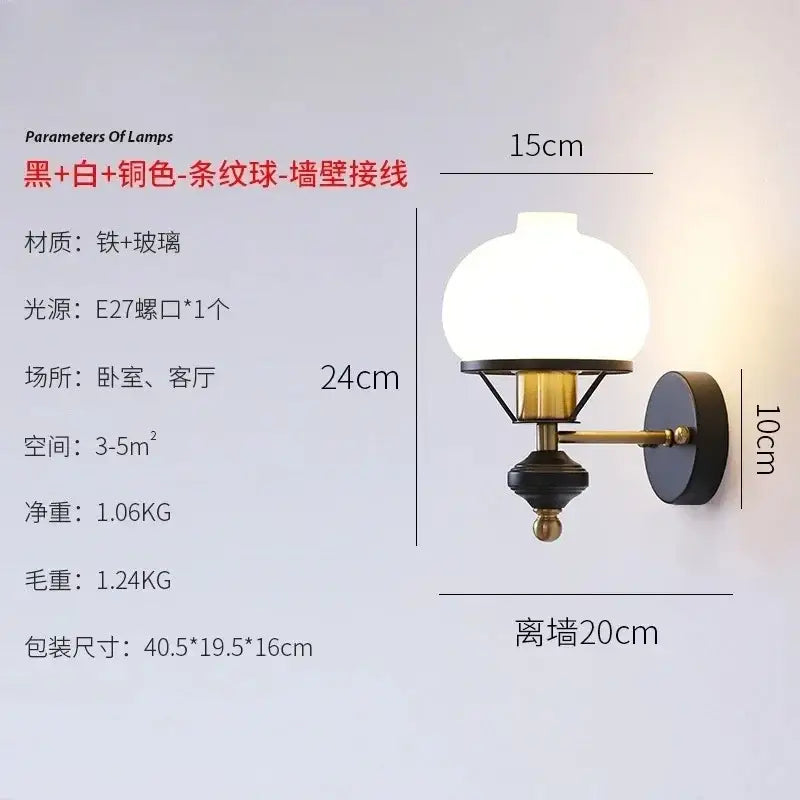 Black and brass finished retro french wall lamp with frosted glass globe for bedroom decorbites french wall lamp