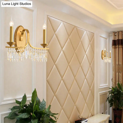 DecorBites™ DecorBites™ Retro Brass Candle Sconce Light Fixture with Crystal Accents - Wall Mounted Lighting (2 Lights)