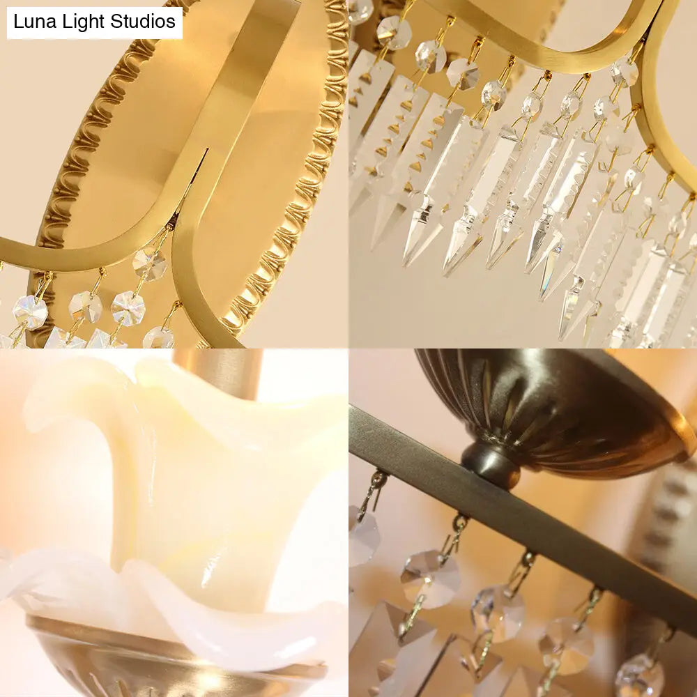 DecorBites™ DecorBites™ Retro Brass Candle Sconce Light Fixture with Crystal Accents - Wall Mounted Lighting (2 Lights)