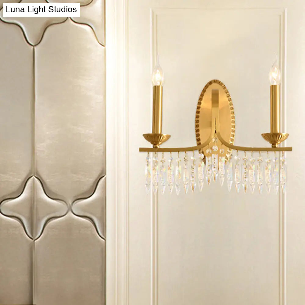 DecorBites™ DecorBites™ Retro Brass Candle Sconce Light Fixture with Crystal Accents - Wall Mounted Lighting (2 Lights)