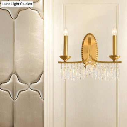 DecorBites™ DecorBites™ Retro Brass Candle Sconce Light Fixture with Crystal Accents - Wall Mounted Lighting (2 Lights)