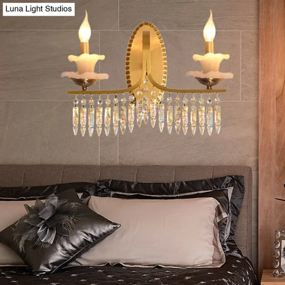DecorBites™ DecorBites™ Retro Brass Candle Sconce Light Fixture with Crystal Accents - Wall Mounted Lighting (2 Lights)
