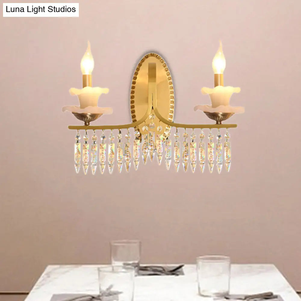 DecorBites™ DecorBites™ Retro Brass Candle Sconce Light Fixture with Crystal Accents - Wall Mounted Lighting (2 Lights)
