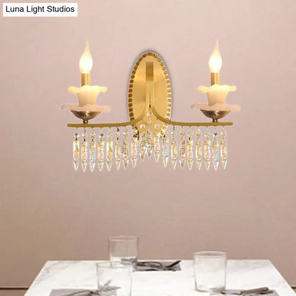 DecorBites™ DecorBites™ Retro Brass Candle Sconce Light Fixture with Crystal Accents - Wall Mounted Lighting (2 Lights)