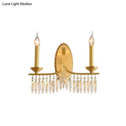 DecorBites™ DecorBites™ Retro Brass Candle Sconce Light Fixture with Crystal Accents - Wall Mounted Lighting (2 Lights)