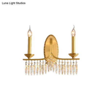 DecorBites™ DecorBites™ Retro Brass Candle Sconce Light Fixture with Crystal Accents - Wall Mounted Lighting (2 Lights)
