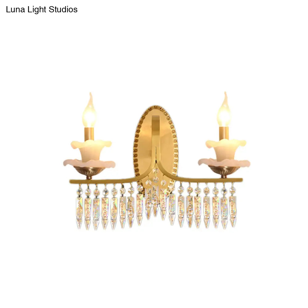 DecorBites™ DecorBites™ Retro Brass Candle Sconce Light Fixture with Crystal Accents - Wall Mounted Lighting (2 Lights)