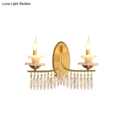 DecorBites™ DecorBites™ Retro Brass Candle Sconce Light Fixture with Crystal Accents - Wall Mounted Lighting (2 Lights)