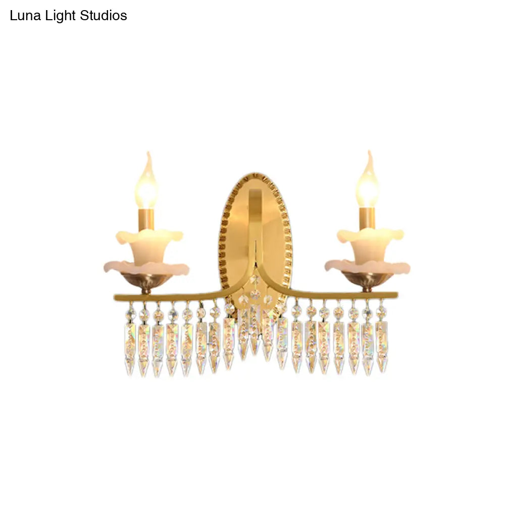 DecorBites™ DecorBites™ Retro Brass Candle Sconce Light Fixture with Crystal Accents - Wall Mounted Lighting (2 Lights)