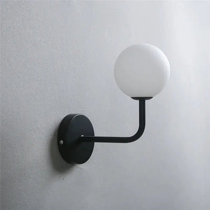 Black metal wall lamp with frosted white glass ball shade retro brass decorbites glass ball for bedroom decor