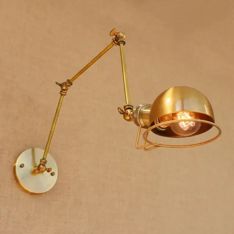 Retro brass swing arm wall sconce with adjustable dome shade and exposed filament bulb by decorbites golden loft golden loft swing
