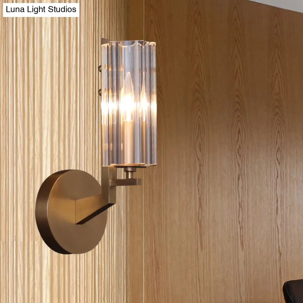 DecorBites™ DecorBites™ Retro Brass Wall Sconce with Crystal Shade - Stylish Hallway Lighting Fixture