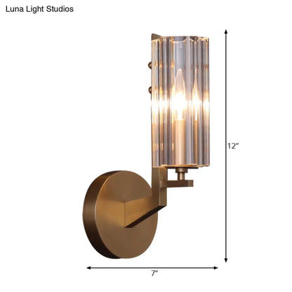 DecorBites™ DecorBites™ Retro Brass Wall Sconce with Crystal Shade - Stylish Hallway Lighting Fixture