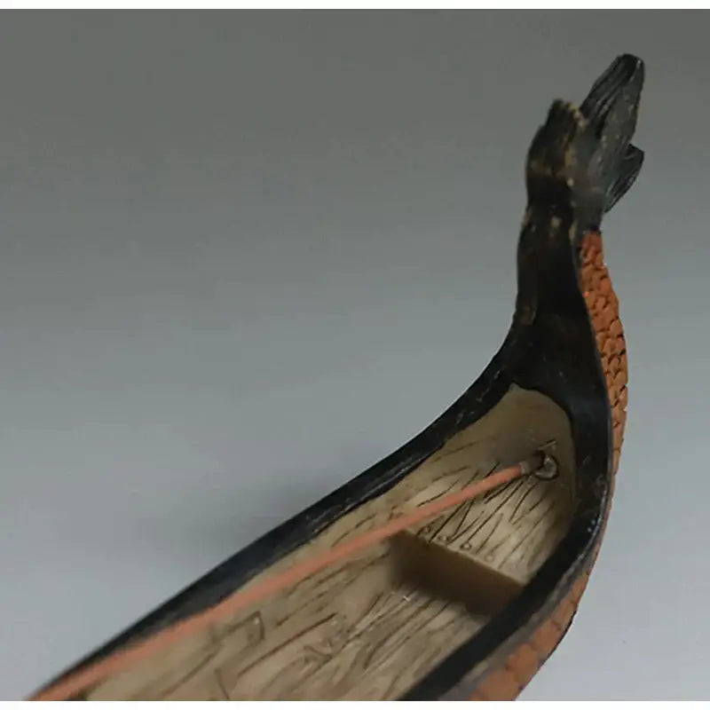 Black and orange carved wooden incense holder with fish head prow retro bronze dragon boat decorbites dragon boat decor