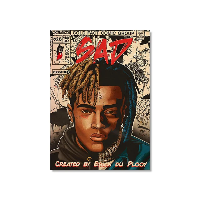 Retro Canvas Print: Hip Hop Singer Album Cover - SW8475 / 20X30cm Unframed - Posters