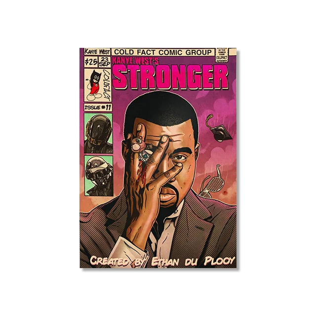 Retro Canvas Print: Hip Hop Singer Album Cover - SW8477 / 20X30cm Unframed - Posters