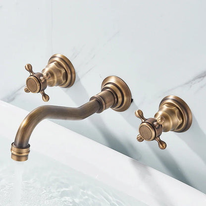 Retro Color Wall Mounted Bathroom Faucet - Antique Brass / GERMANY