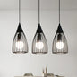 Retro Conic Ceiling Light with Wire Frame - 3 Bulbs, Metallic Finish, Black - Perfect for Dining Room