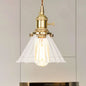 Retro Conical Pendant Light with Clear Ruffle Glass for Foyer - 1 Light