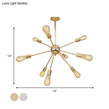 Retro Copper/Chrome Chandelier - Stylish 9/12 Lights Pendant Light for Over Table