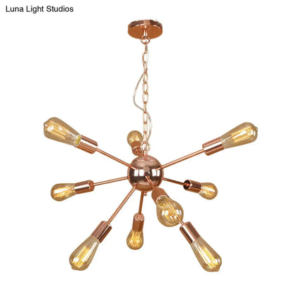 Retro Copper/Chrome Chandelier - Stylish 9/12 Lights Pendant Light for Over Table