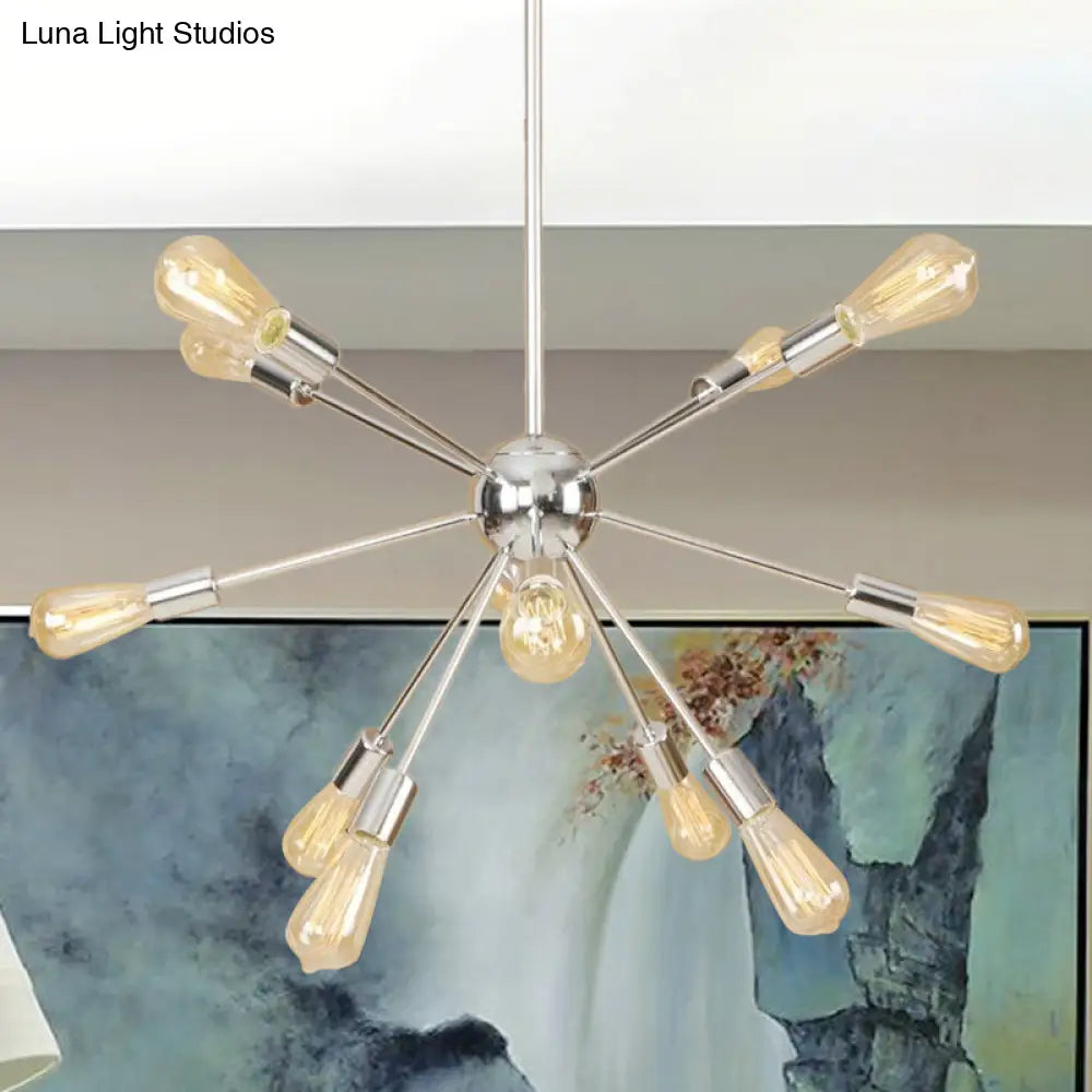 Retro Copper/Chrome Chandelier - Stylish 9/12 Lights Pendant Light for Over Table