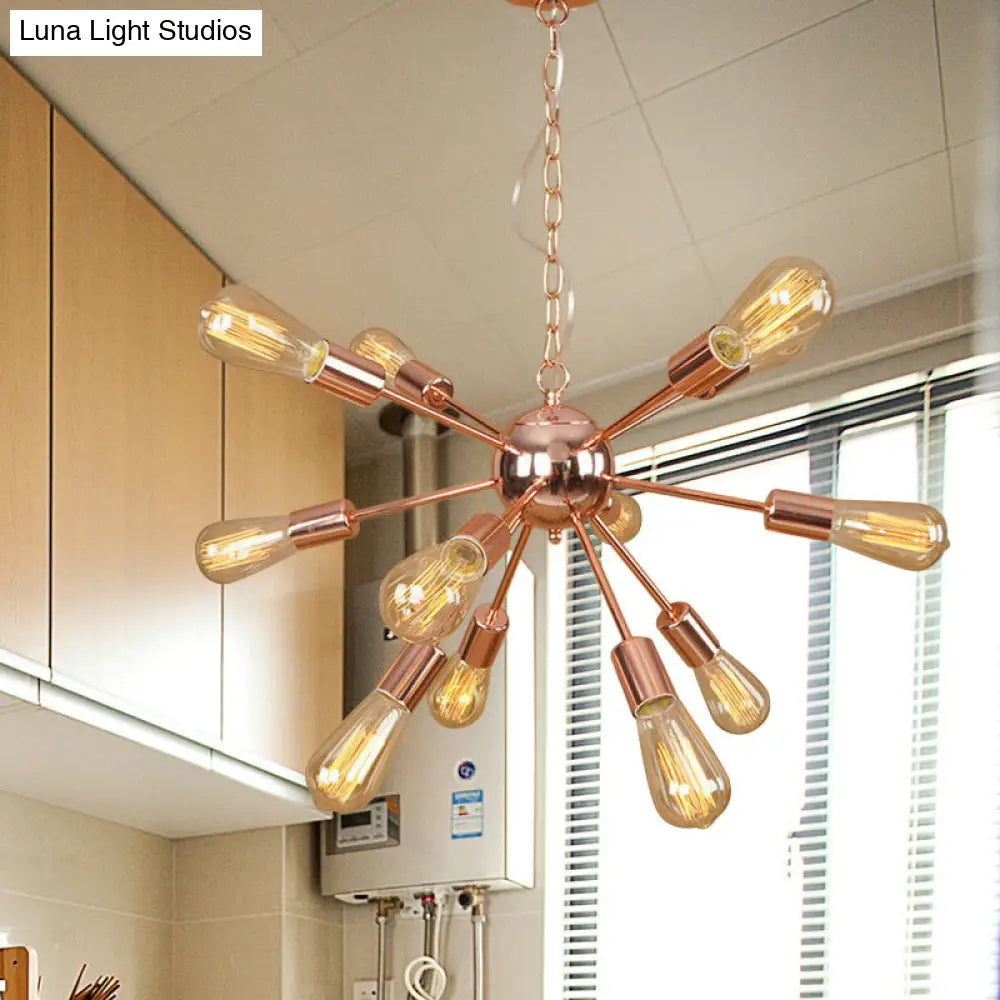 Retro Copper/Chrome Chandelier - Stylish 9/12 Lights Pendant Light for Over Table