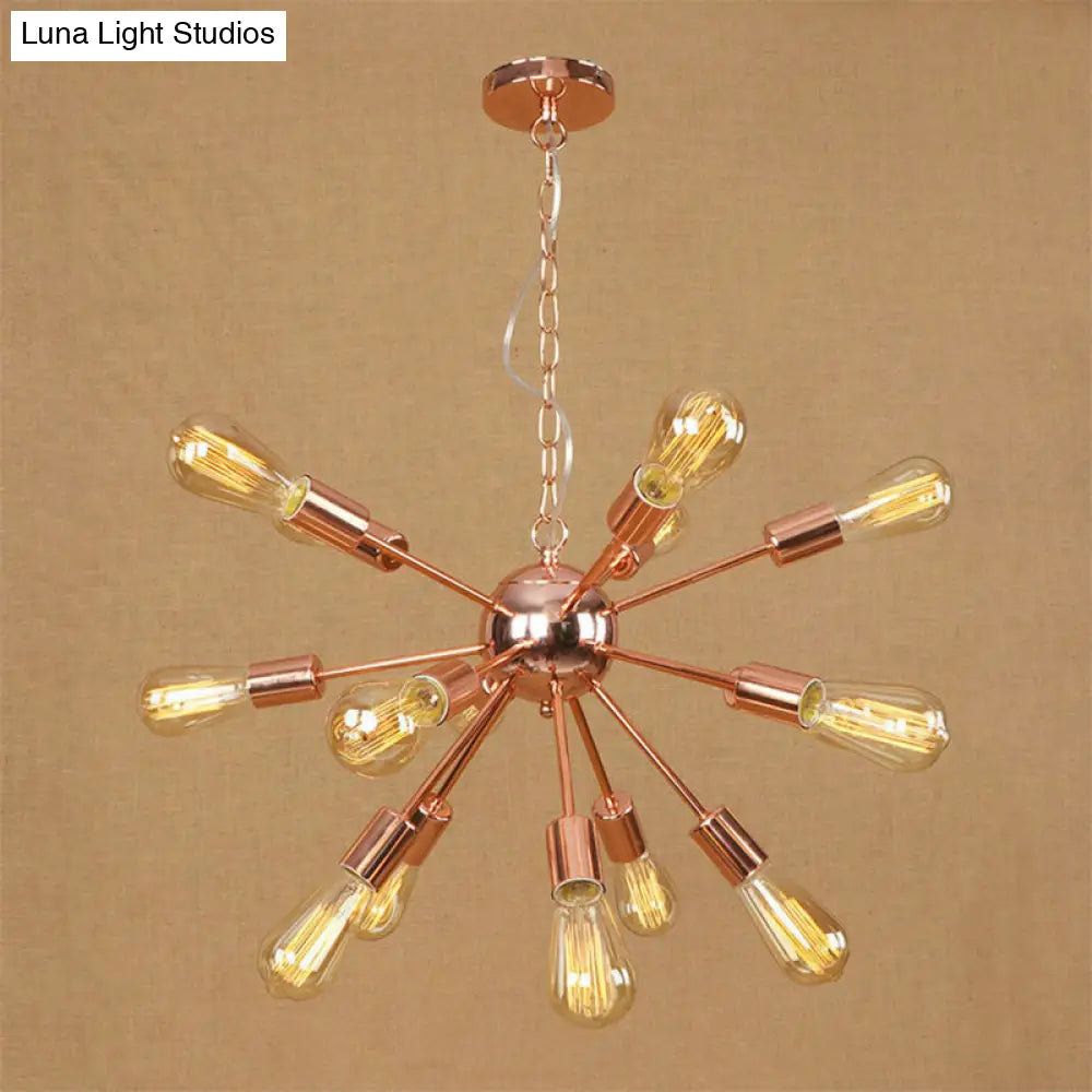 Retro Copper/Chrome Chandelier - Stylish 9/12 Lights Pendant Light for Over Table