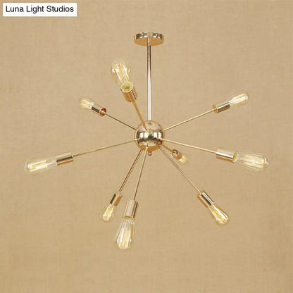 Retro Copper/Chrome Chandelier - Stylish 9/12 Lights Pendant Light for Over Table