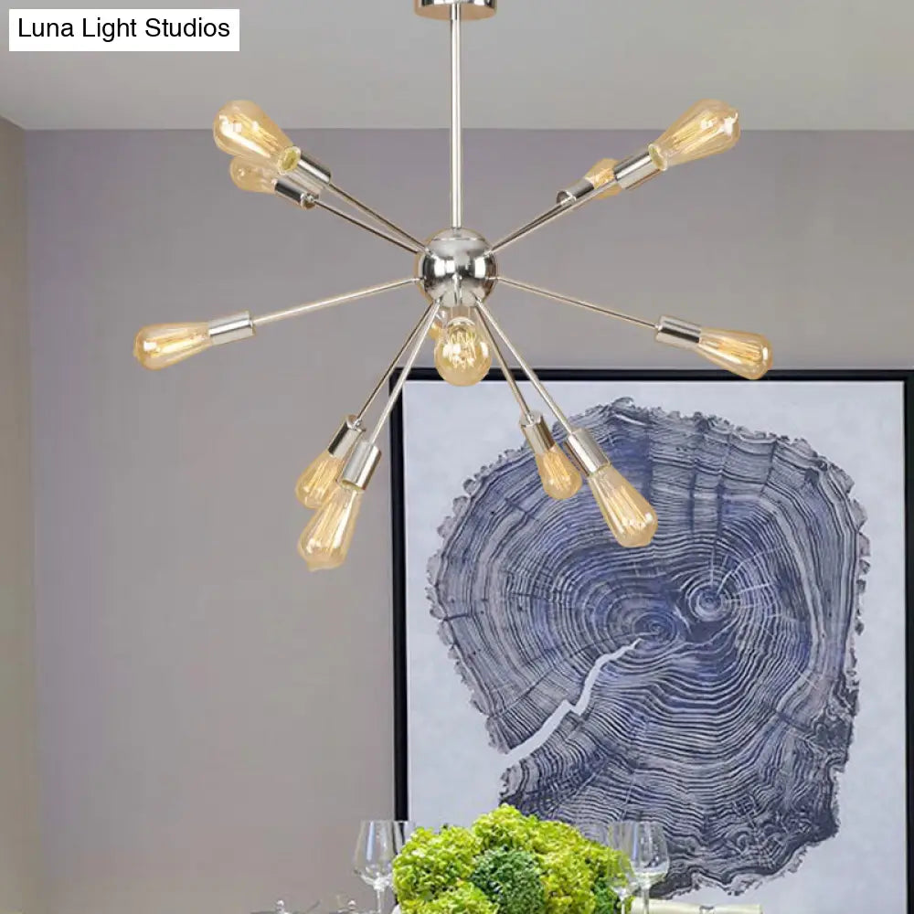 Retro Copper/Chrome Chandelier - Stylish 9/12 Lights Pendant Light for Over Table
