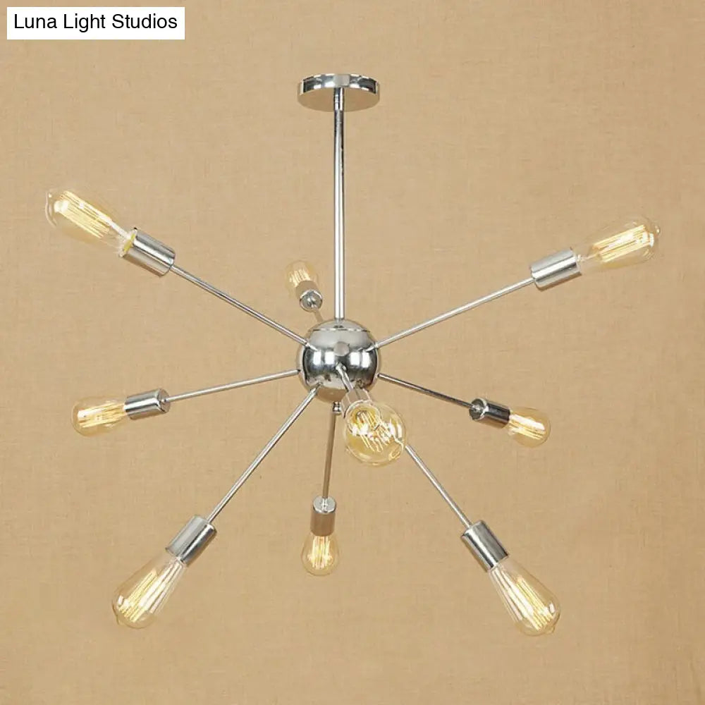 Retro Copper/Chrome Chandelier - Stylish 9/12 Lights Pendant Light for Over Table
