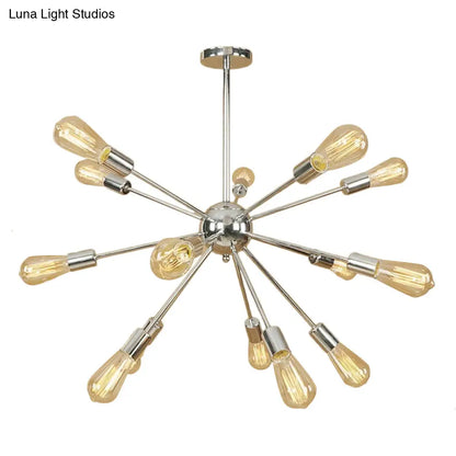 Retro Copper/Chrome Chandelier - Stylish 9/12 Lights Pendant Light for Over Table