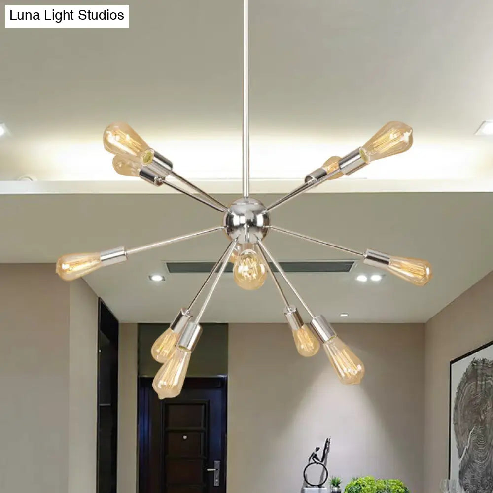 Retro Copper/Chrome Chandelier - Stylish 9/12 Lights Pendant Light for Over Table