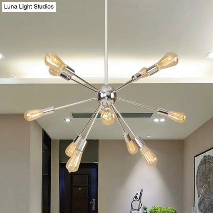 Retro Copper/Chrome Chandelier - Stylish 9/12 Lights Pendant Light for Over Table