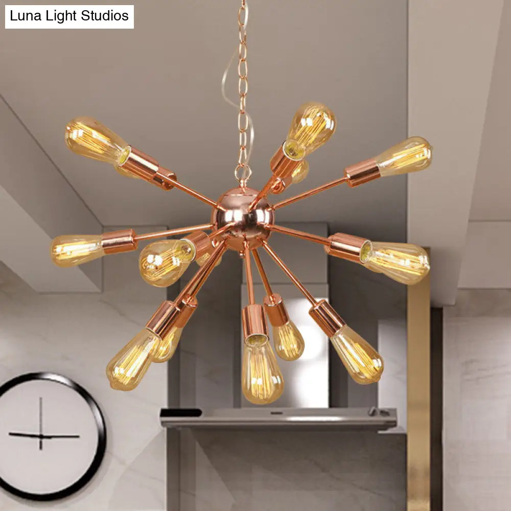 Retro Copper/Chrome Chandelier - Stylish 9/12 Lights Pendant Light for Over Table