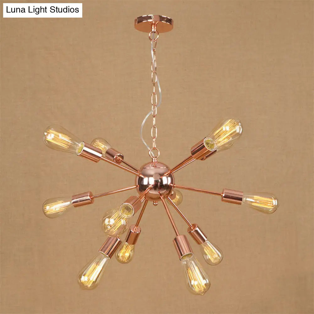 Retro Copper/Chrome Chandelier - Stylish 9/12 Lights Pendant Light for Over Table