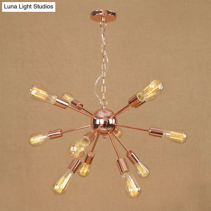 Retro Copper/Chrome Chandelier - Stylish 9/12 Lights Pendant Light for Over Table