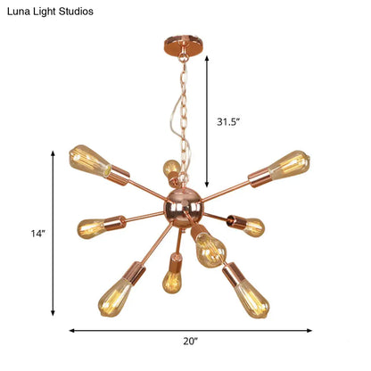 Retro Copper/Chrome Chandelier - Stylish 9/12 Lights Pendant Light for Over Table
